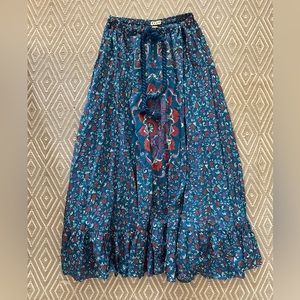 FIGUE Lucinda Silk Blend maxi skirt, Medallion Blue